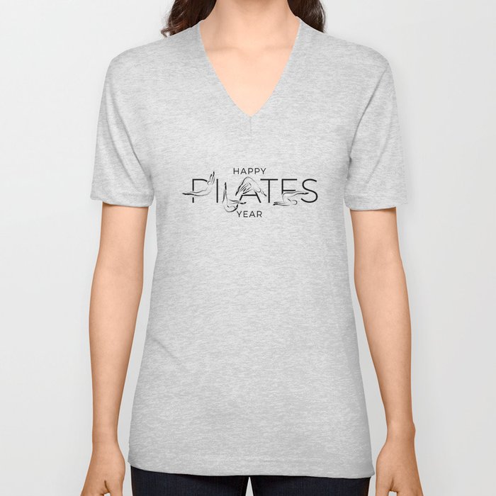 Happy Pilates Year with Pilates poses  V Neck T Shirt