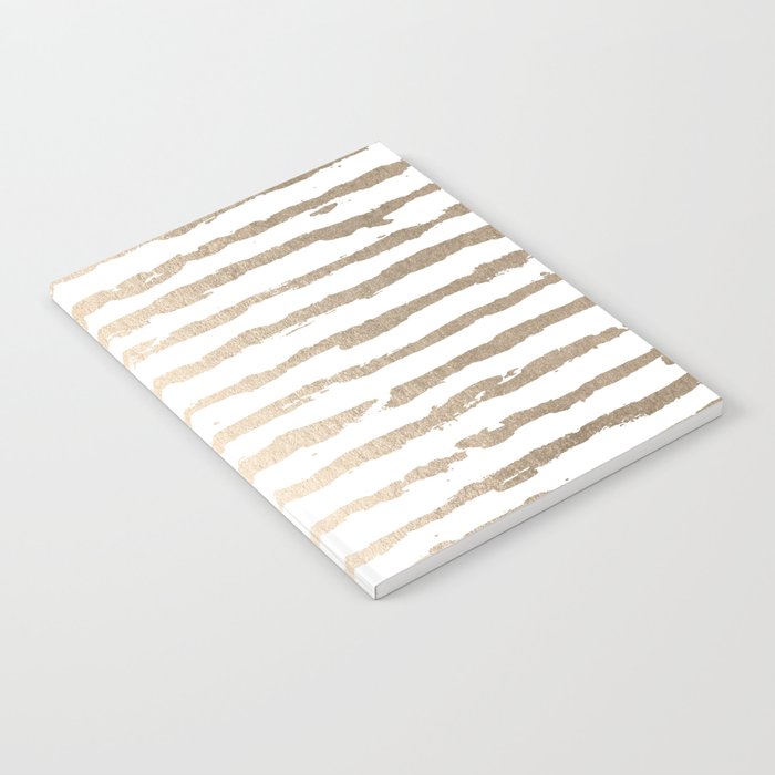 Simply Brushed Lines White Gold Sands on White Notebook