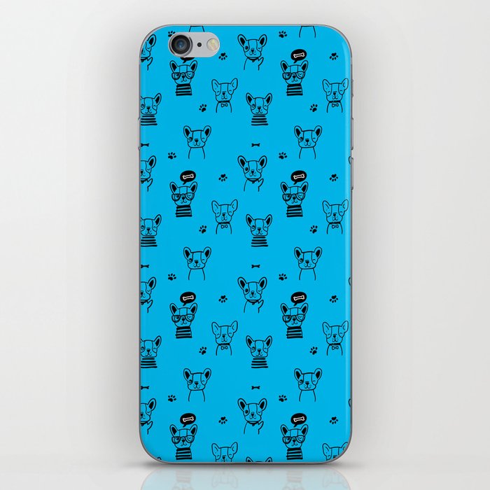 Turquoise and Black Hand Drawn Dog Puppy Pattern iPhone Skin