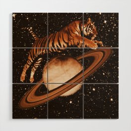 Space Tiger Wood Wall Art