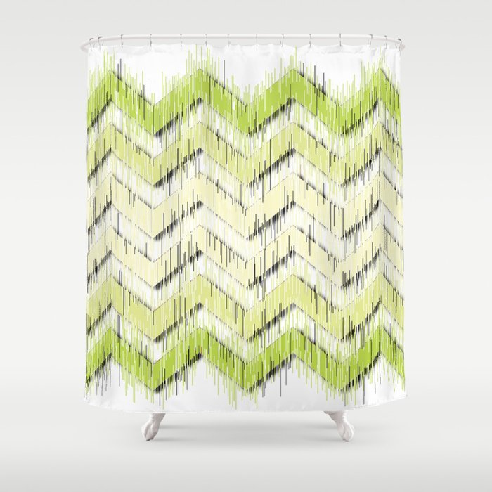 Funky White Lime Green Retro Abstract, Lime Green Chevron Curtains