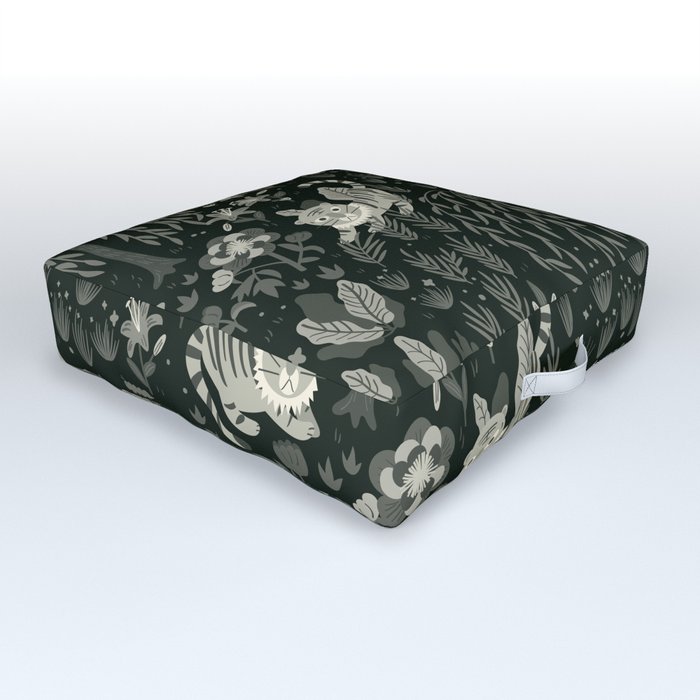 Tigers: Dark Outdoor Floor Cushion