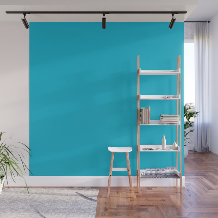 Ocean Blue Solid Color Wall Mural By Shabbyhappydesigns Society6