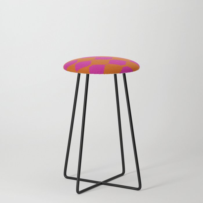 Ethnic Kilim Pattern in Tropical Orange and Pink Counter Stool