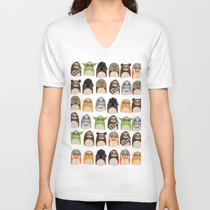 Science Fiction Sloths Unisex V Neck By Nicholasgreen