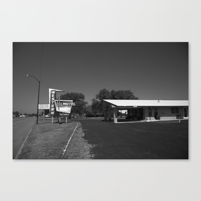 Route 66 - Western Motel 2012 BW Canvas Print