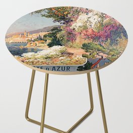  Vintage French Riviera travel advertising Side Table