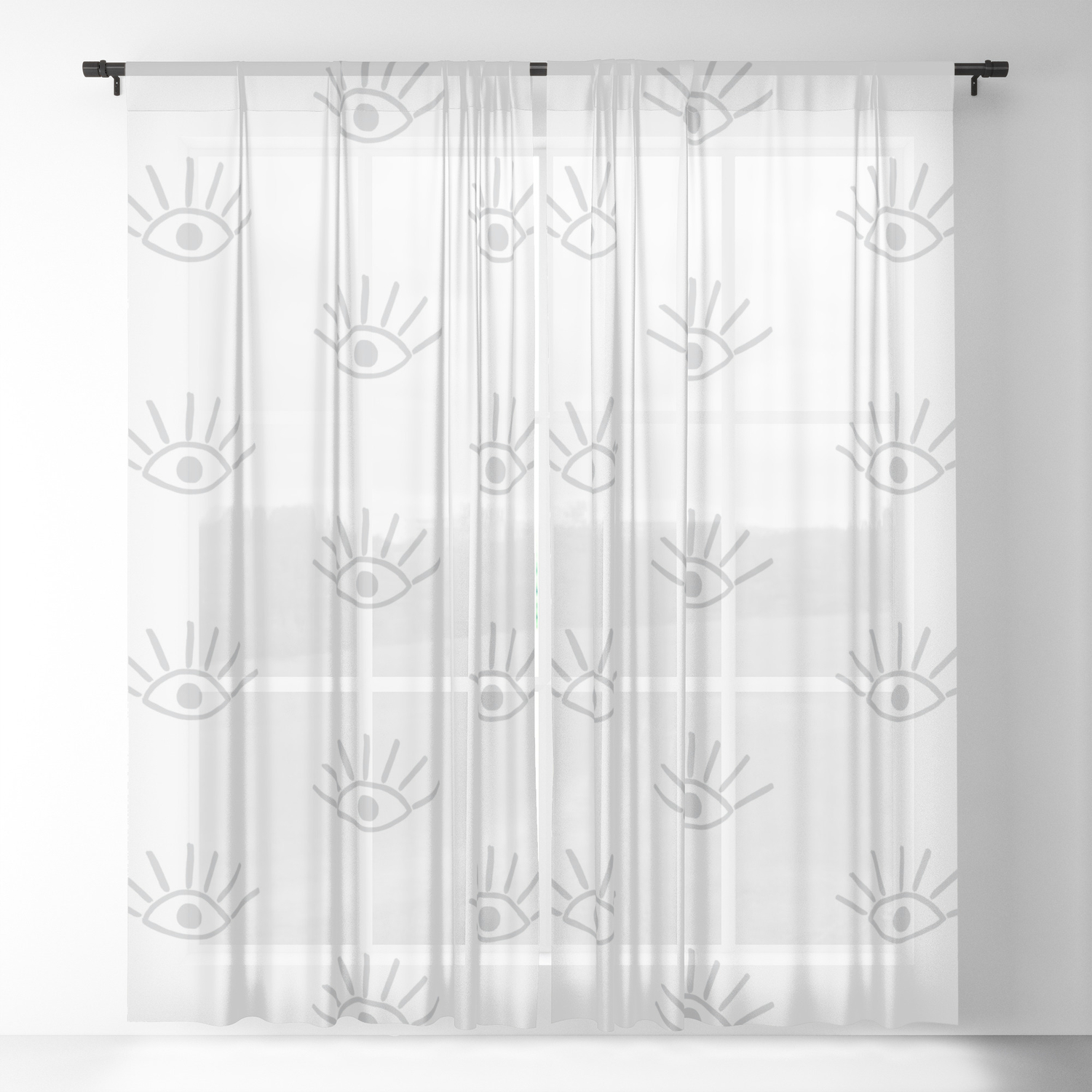 Light Grey Evil Eye Pattern Sheer Curtain By Coolfunawesometime