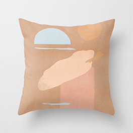 Sun rising over a lake, boho minimal art Throw Pillow