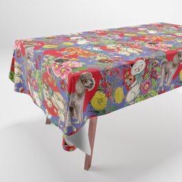 Poodle Dogs & Cats Celebrate Love with Flowers - Veri Peri  Tablecloth