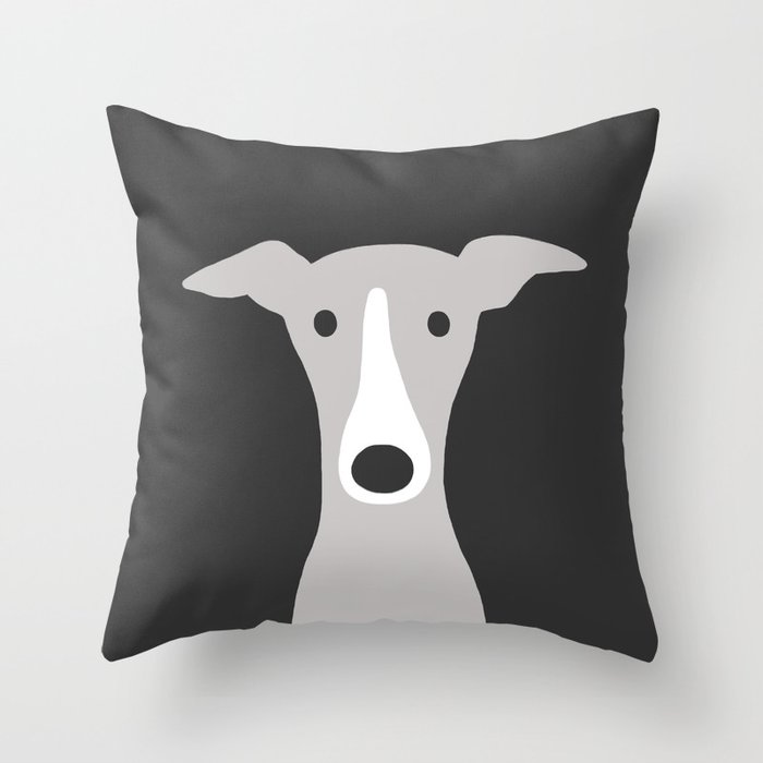 Cute Greyhound, Italian Greyhound or Whippet Cartoon Dog Throw Pillow