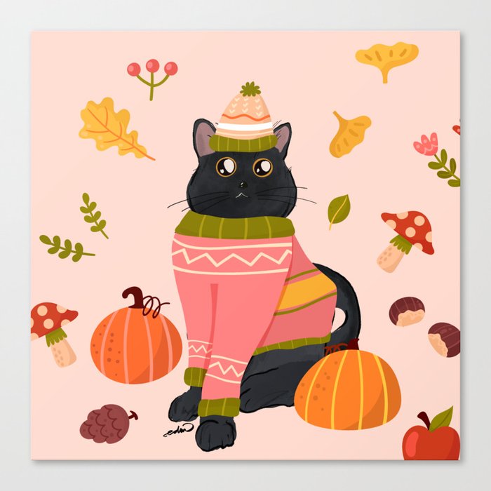 Black Fur Autumn Season Canvas Print