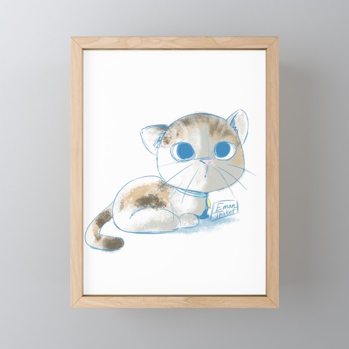 Baby Cat Drawing Framed Mini Art Print