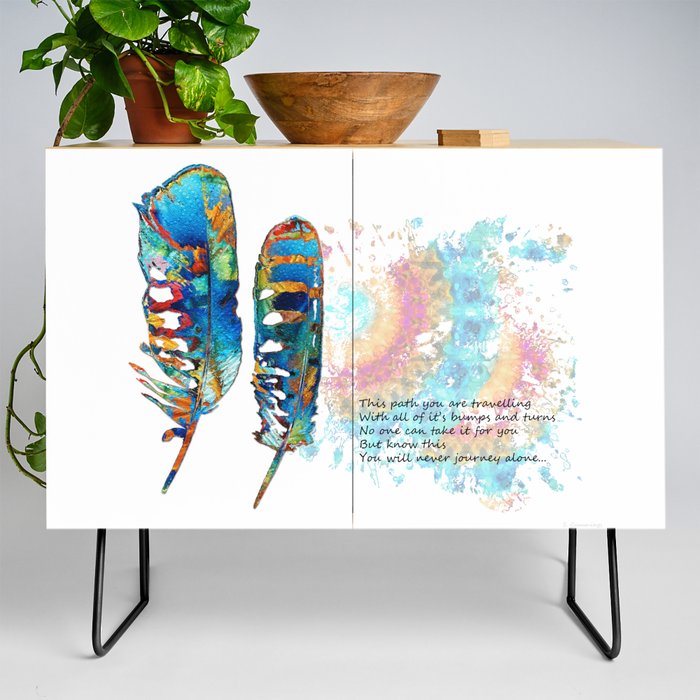 The Path Colorful Feather Art For Comfort  Credenza