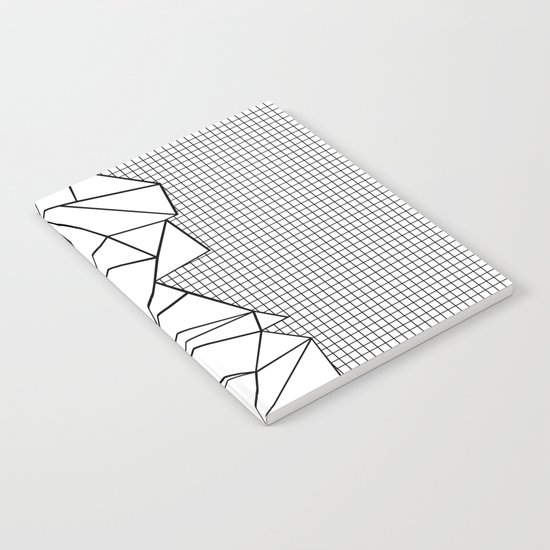 Abstraction Outline Grid on Side White Notebook