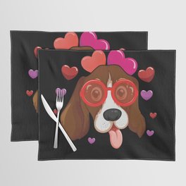 Dog Animal Hearts Pet Beagle Head Valentines Day Placemat