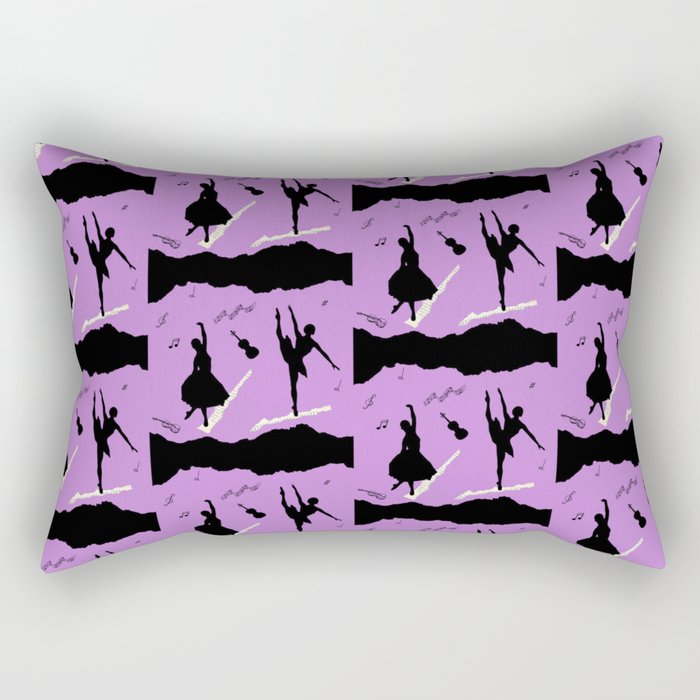 Two ballerina figures in black on violet paper Rectangular Pillow