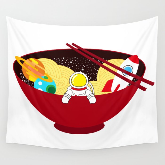 Space Odyssey Ramen | Astronaut Ramen | Bowl of Space Ramen | Galaxy in a Bowl | pulps of wood Wall Tapestry