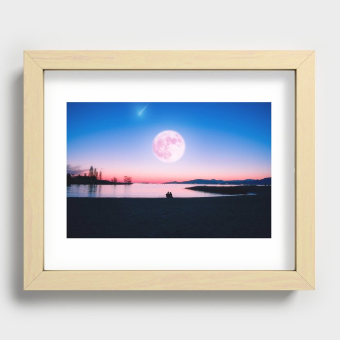 Pink Moon Recessed Framed Print