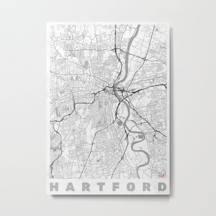 Hartford Map Line Metal Print