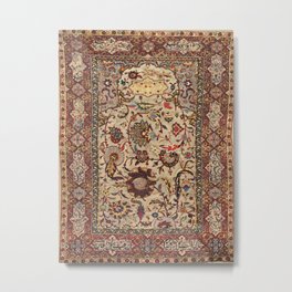 Safavid Silk Metal-Thread Persian Rug Print Metal Print | Centralpersia, Persian, Antique, Safavid, Carpet, Rug, Bohemian, Geometric, Boho, Wool 