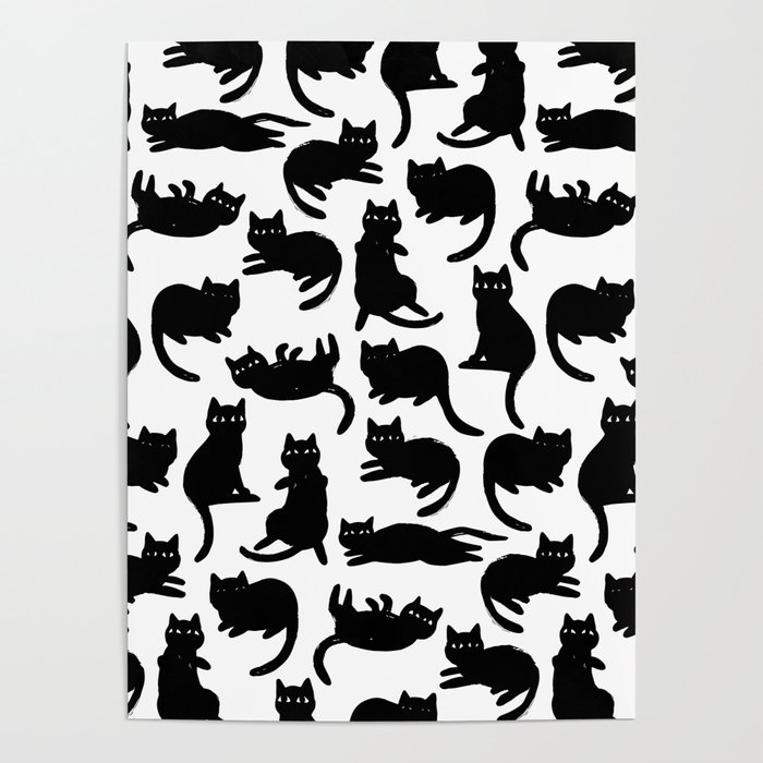 Black Cat Poses Poster