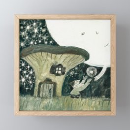 Moon And little gnome Framed Mini Art Print