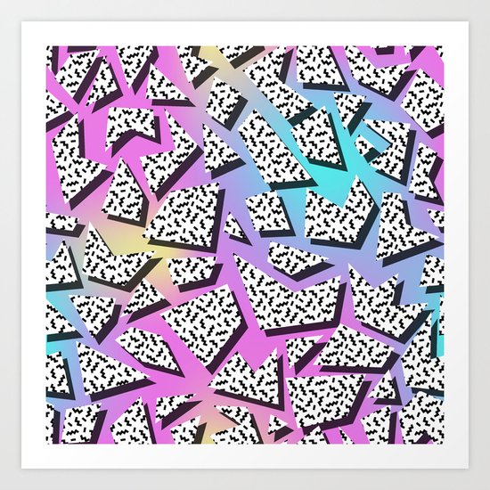 Pattern in memphis style with geometric shapes Art Print