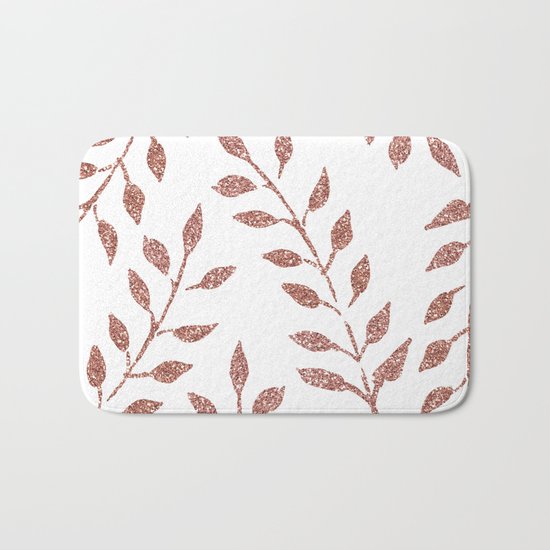 Garden Vines Pink Rose Gold Glitter Bath Mat