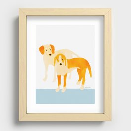 Dogs Near Water - Yellow and White Recessed Framed Print