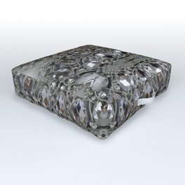 girly chic glitter sparkle rhinestone silver crystal Outdoor Floor Cushion