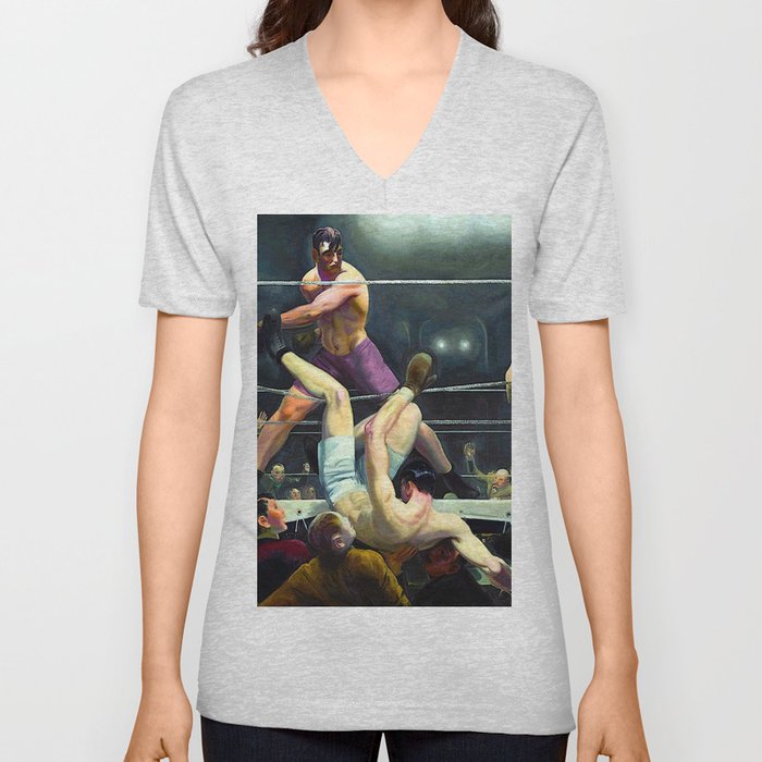 George Bellows Dempsey and Firpo 1924 V Neck T Shirt