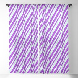 [ Thumbnail: Dark Violet and Light Cyan Colored Lines Pattern Sheer Curtain ]