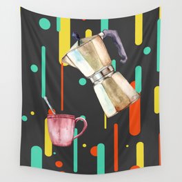 Coffee Pop Art Collage Good Morning Wall Tapestry