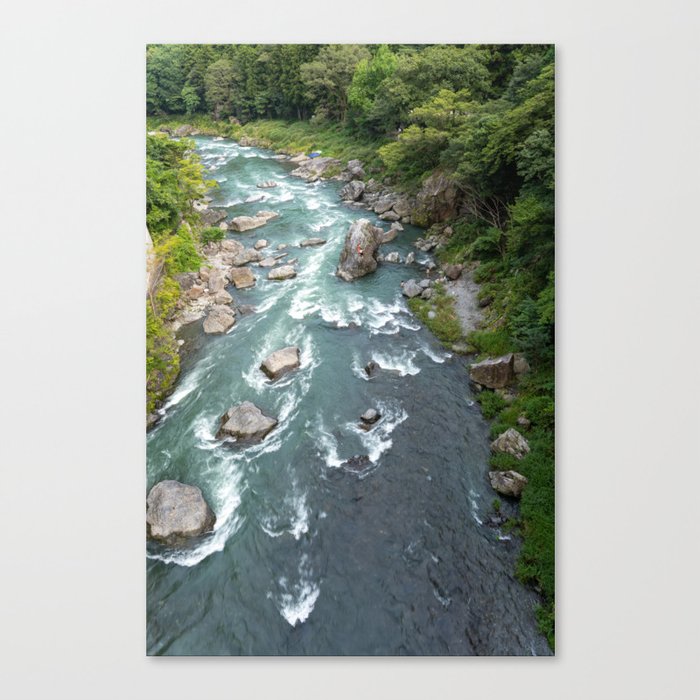 Beautiful river with fresh blue water and rock fine art landscape Canvas Print