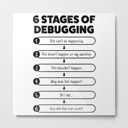 Debugging Stages - Funny Programmer Gift Metal Print