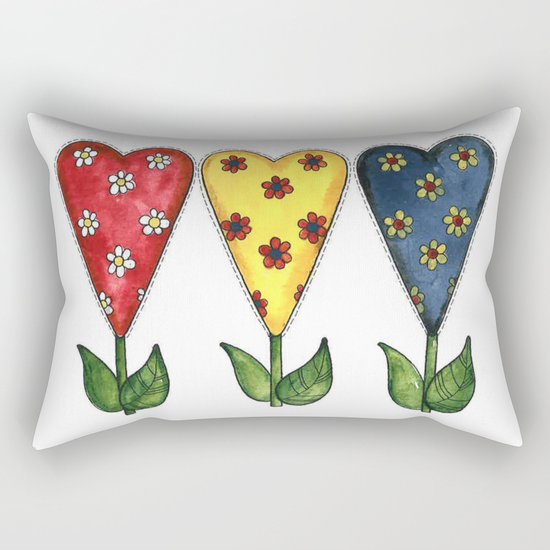 Hearts & Flowers Rectangular Pillow
