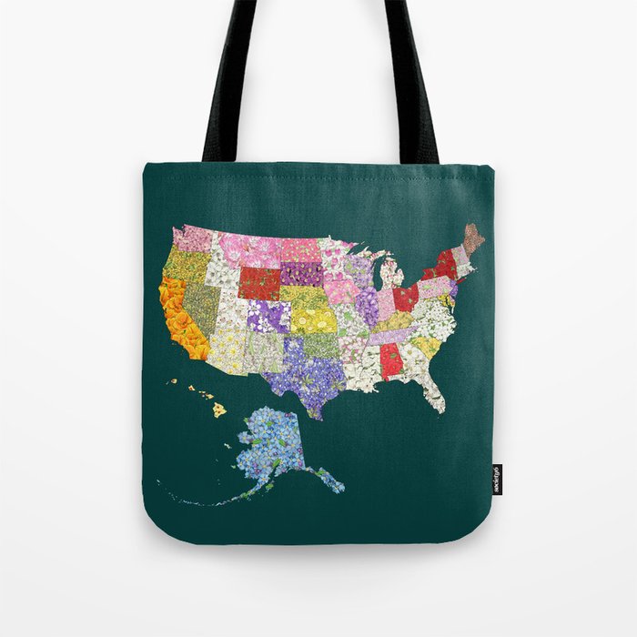 United States in Flowers Tote Bag