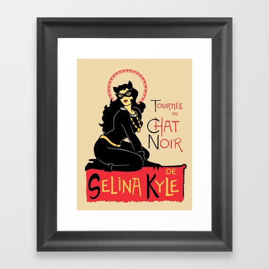 Black Cat Selina Framed Art Print