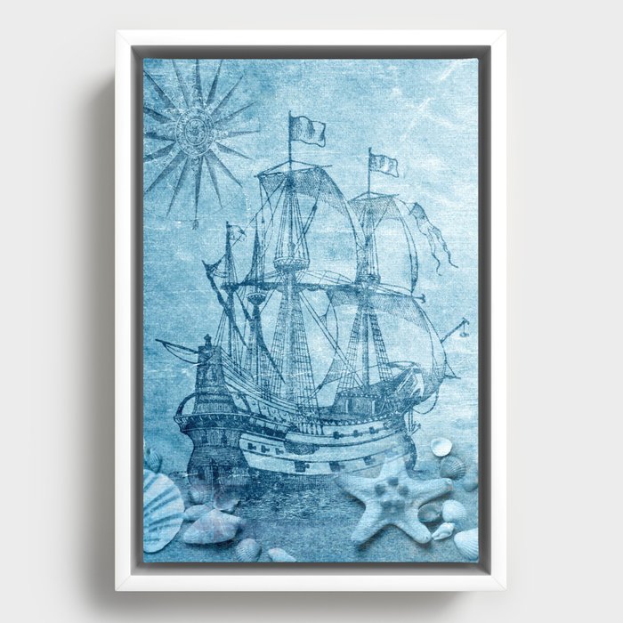 Caribbean ship sailing Framed Canvas
