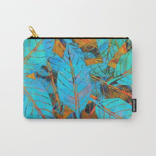 Blue & Orange Leaves Carry-All Pouch
