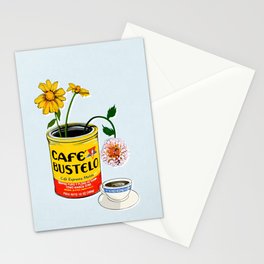 El Cafe - coffee loteria card without text / blue Stationery Card