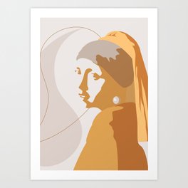 Silhouette of a Girl with a Pearl Earring Art Print