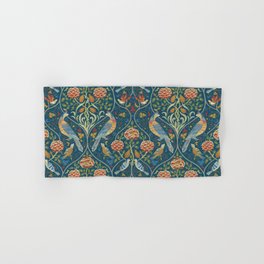 Roses and Birds Vintage Pattern (Blue) by William Morris Hand & Bath Towel