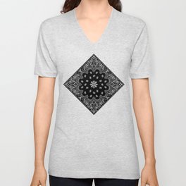 black and white bandana pattern V Neck T Shirt