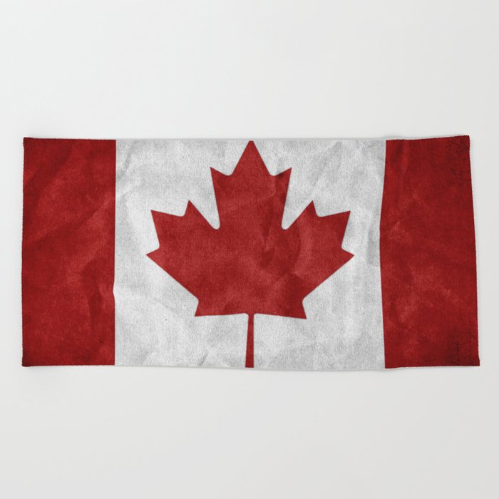 Canada Grunge Flag Beach Towel