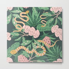 Joyful Jungle Snakes Metal Print