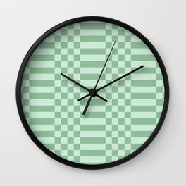 Checkered Stripes pattern sage Wall Clock