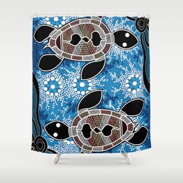 Authentic Aboriginal Art - Sea Turtles Shower Curtain