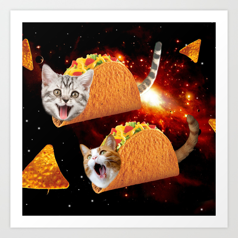 Taco Cats Space Art Print by mario's